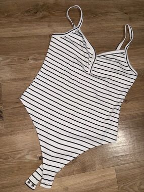 Black and white striped bodysuit
